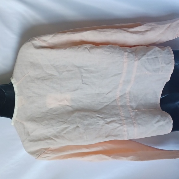J JILL LINEN FITTED LIGHT BLUSH PEACH JACKET BLAZER COAT - Picture 4 of 6
